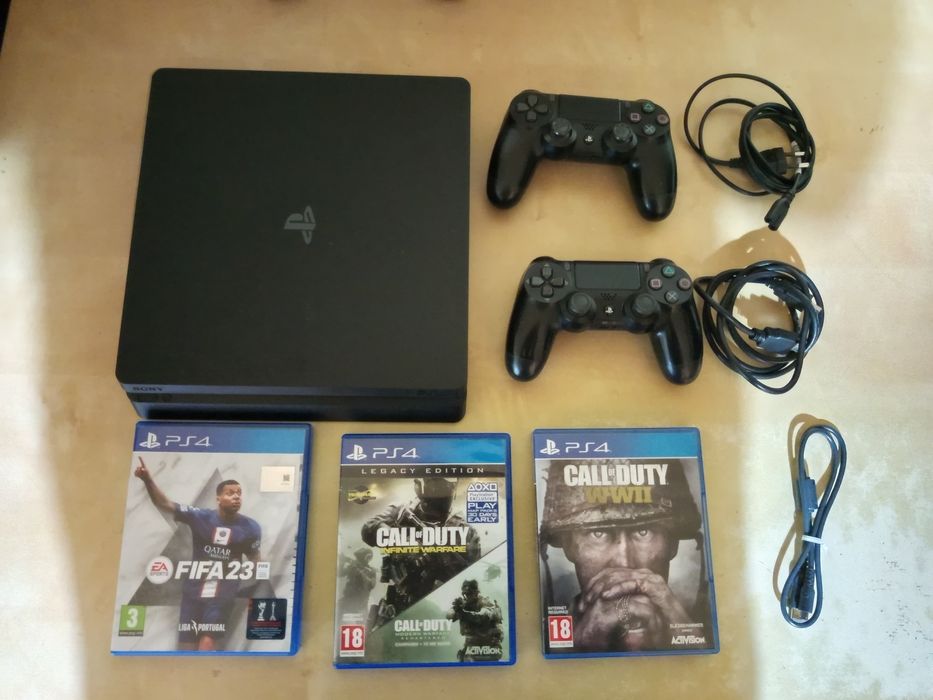 Playstation 4 Slim 1TB Com 2 Comandos Originais e Jogos