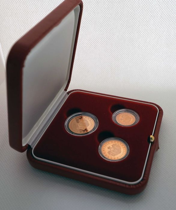 Moedas Proof 1-2-5 Euro Cent Mónaco, 2005, Príncipe Rainier III