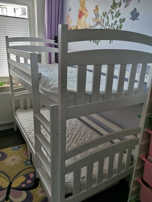 Łóżko piętrowe dziecięce  drewniane białe