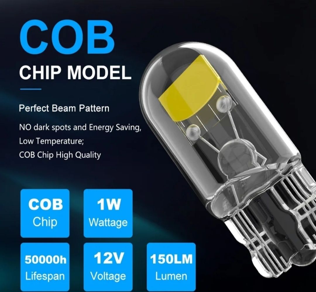 Автолампа світлодіодна Т10-12V-1-COB-Білий лід лампа NaoEvo