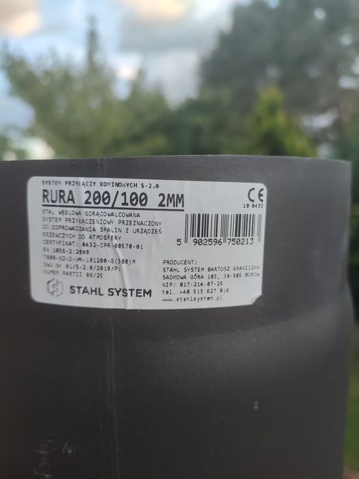 Nowa rura do kominka 200/100 2mm Stahl System