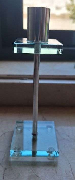 Moldura e castiçal vidro novos