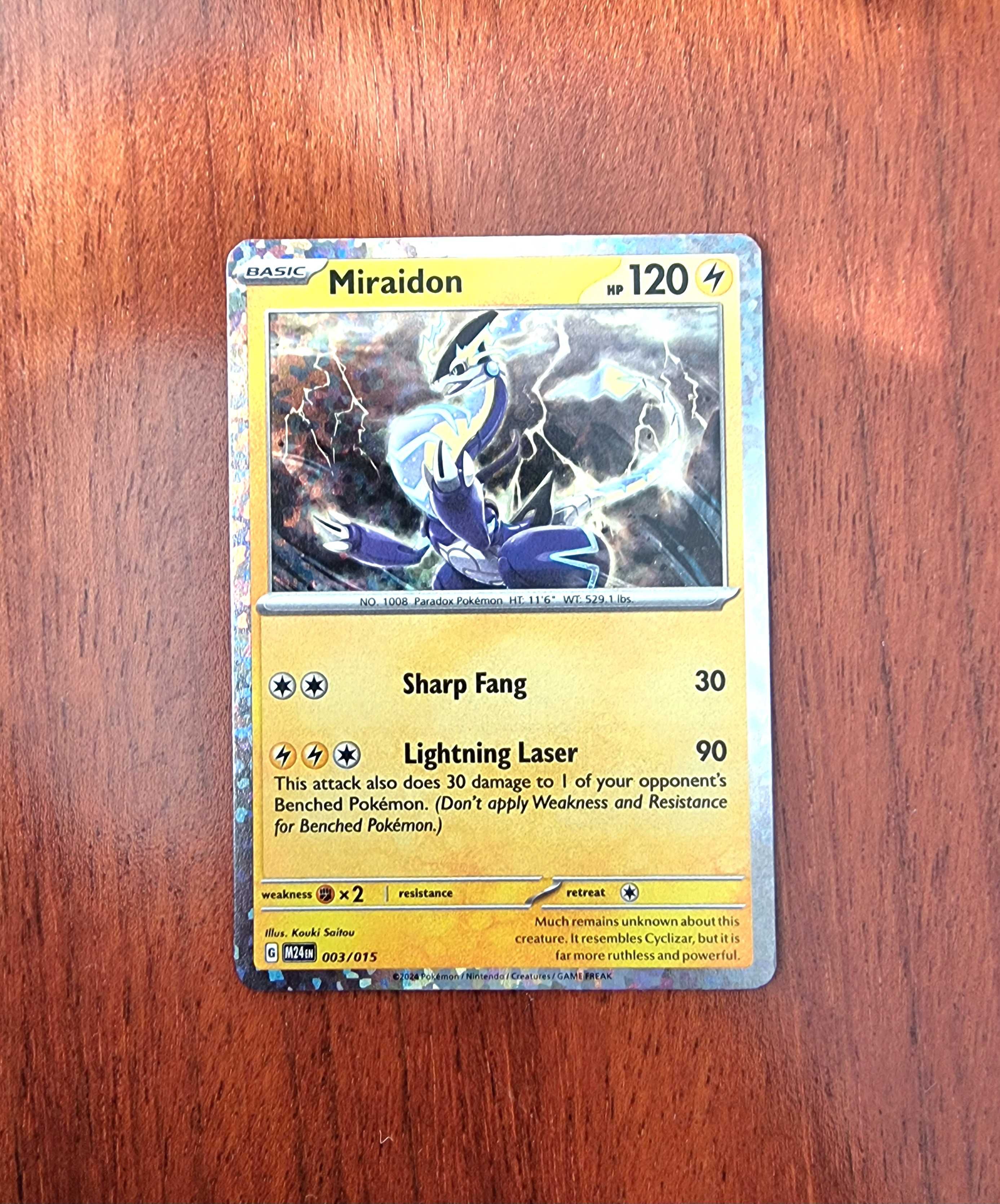 3 Cartas Pokémon Foil - Hydreigon, Miraidon e Pikachu