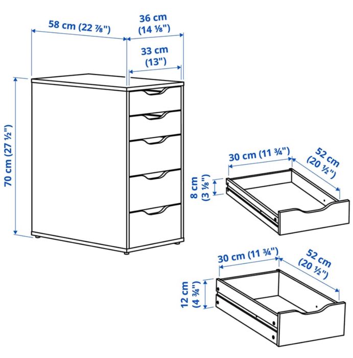 alex szafka ikea z kółkami szuflady