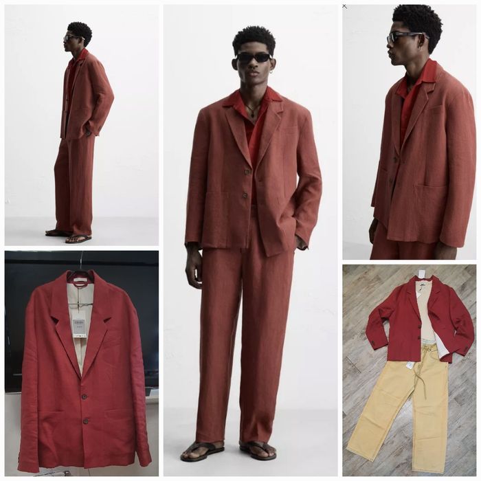 Чоловічий трендовий лляний піджак Zara в шикарному кольорі. 100% льон.