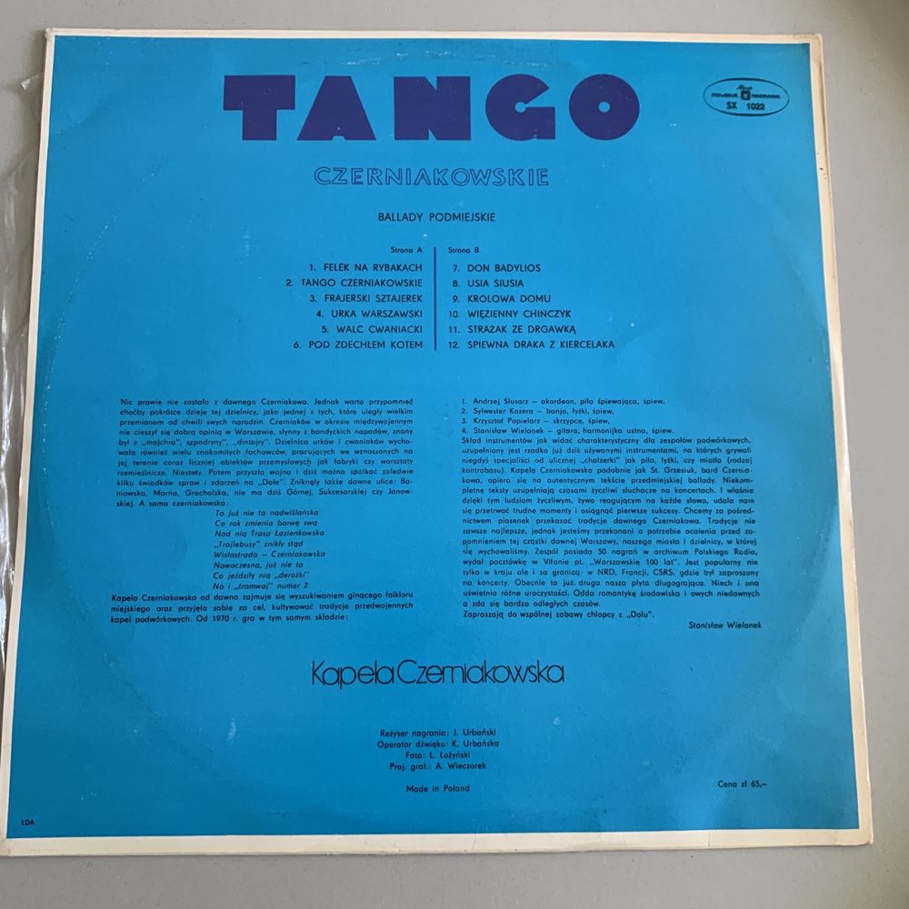 Kapela Czerniakowska Tango Czerniakowskie LP winyl płyta winylowa