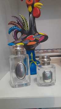 Frascos de perfume em miniatura em prata e vidro