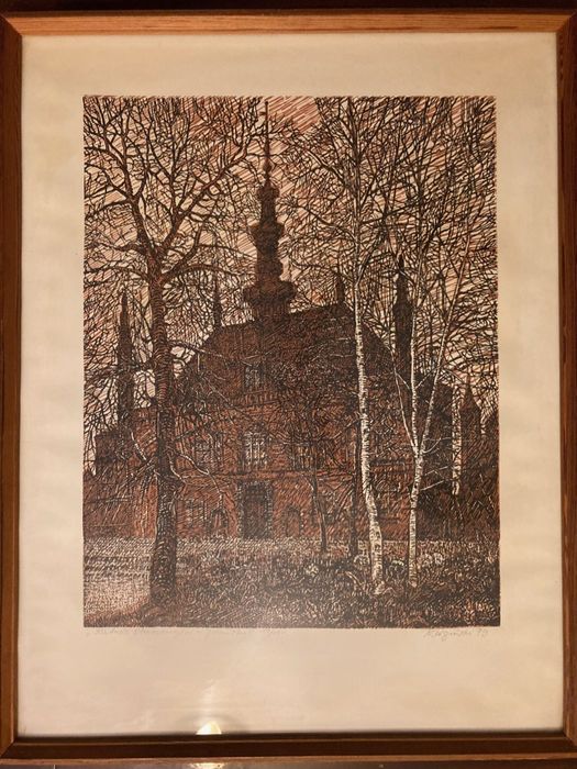 Obraz grafika „Ratusz staromiejski w Gdańsku” B. Rosiński, 1979