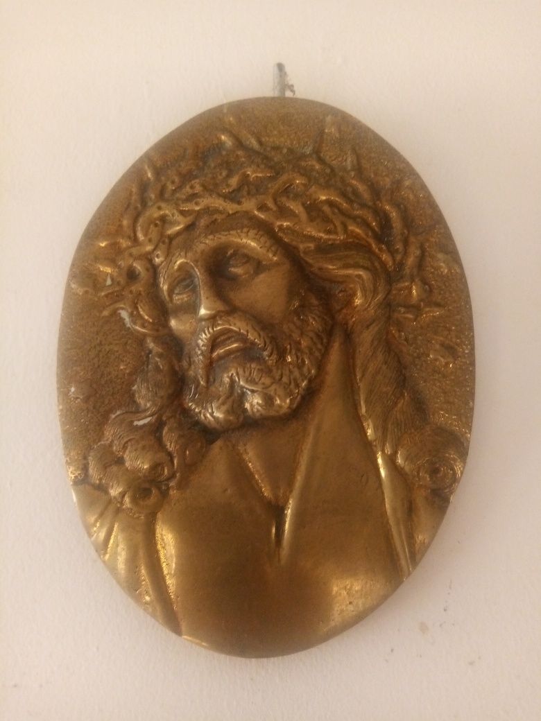 Imagem moldura em bronze de cristo antiga