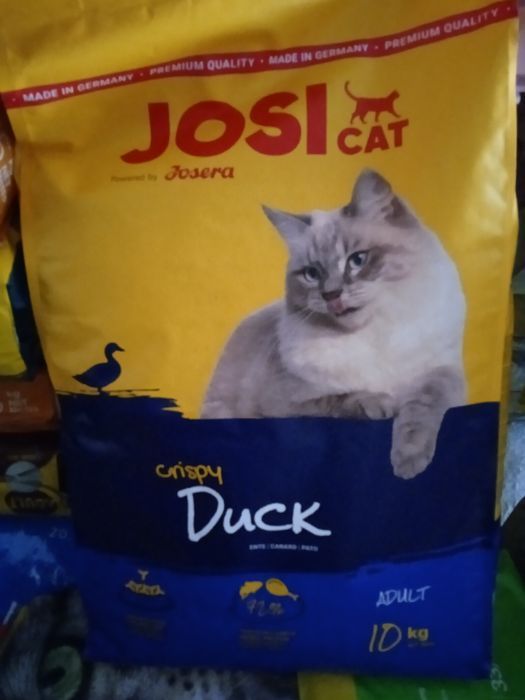 JosiCat Crispy Duck, корм для котів з м'ясом качки і рибою 10 кг