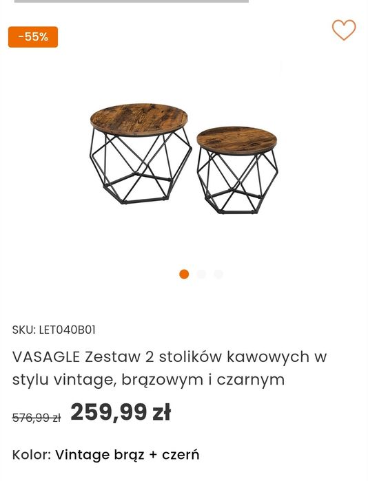 Stolik kawowy 2 szt. Vintage