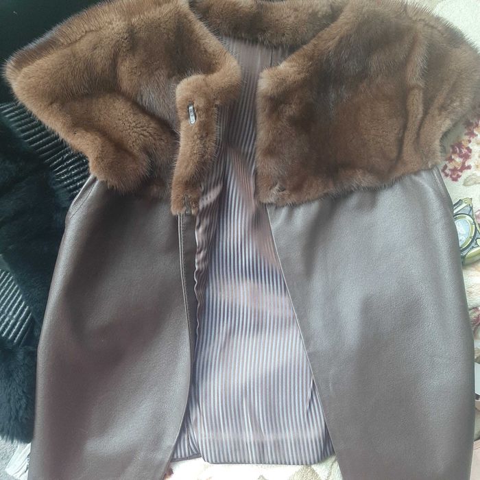 Жилет ошатний шкіра, норка' жіночий L