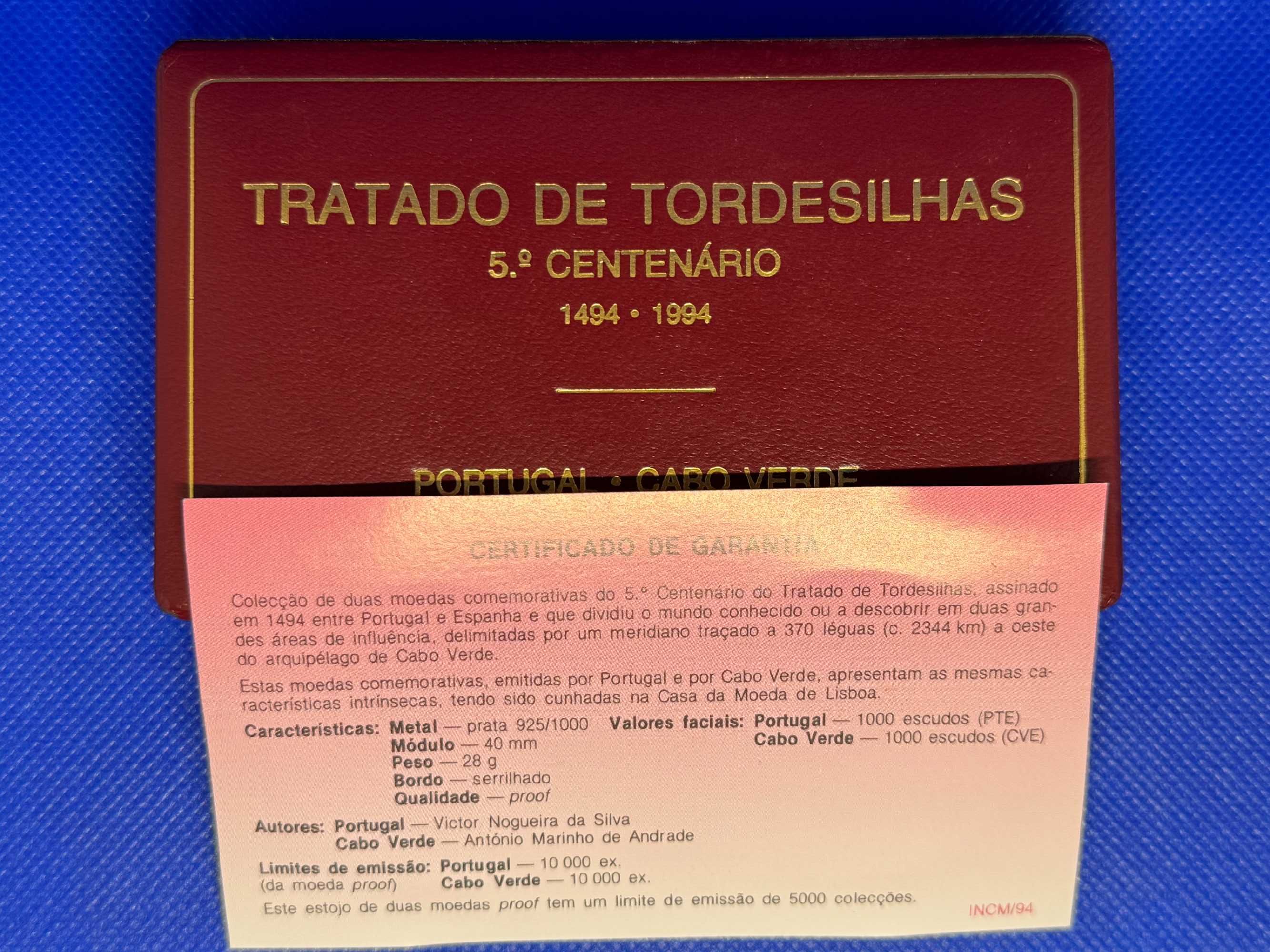 Moedas Tratado de Tordesilhas em prata