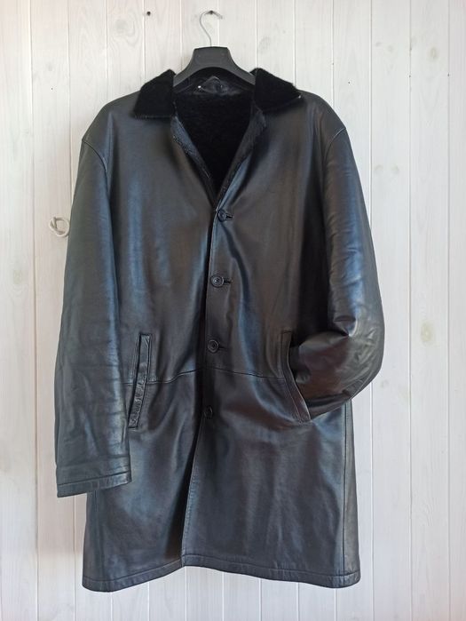 Чоловіча зимова шкіряна куртка цигейка лайка