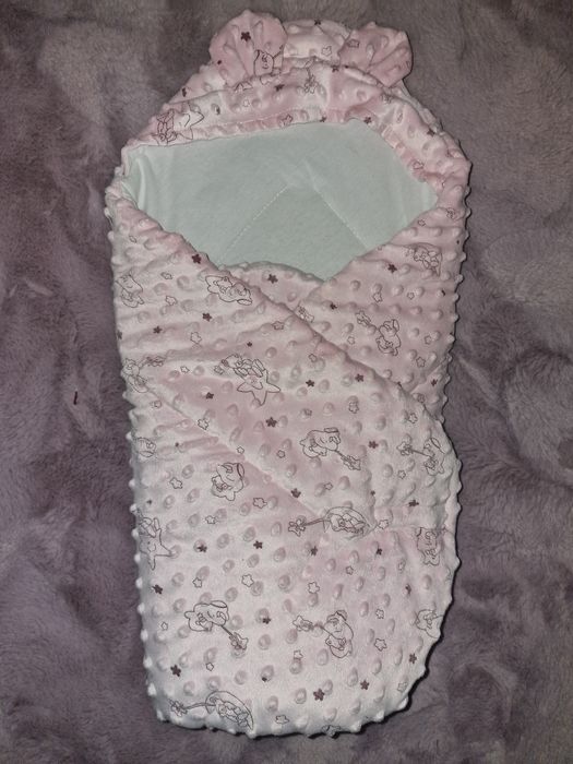 Конверт-ковдра на виписку, плюшевий рожевий конверт для новонароджених