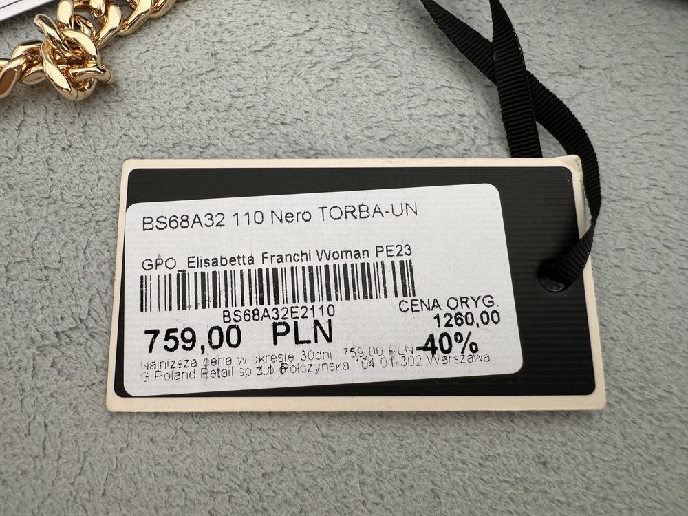 Nowe kopertowka torebka elisabetta franchi czarna