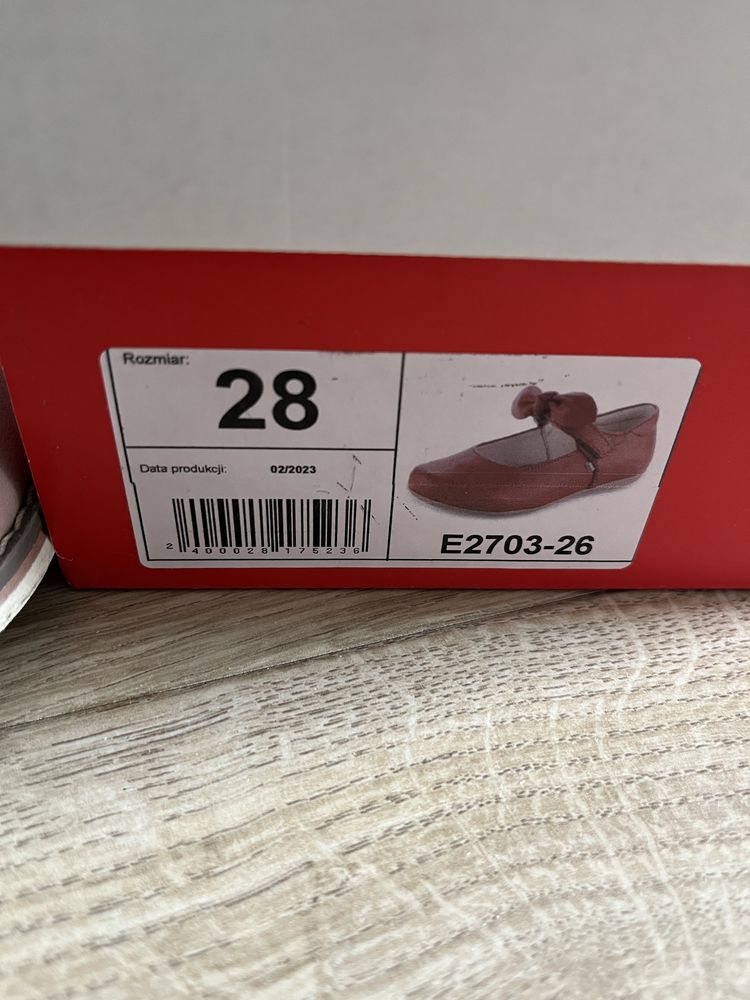 Baleriny baletki emel 28 brązowe kokardka buty buciki