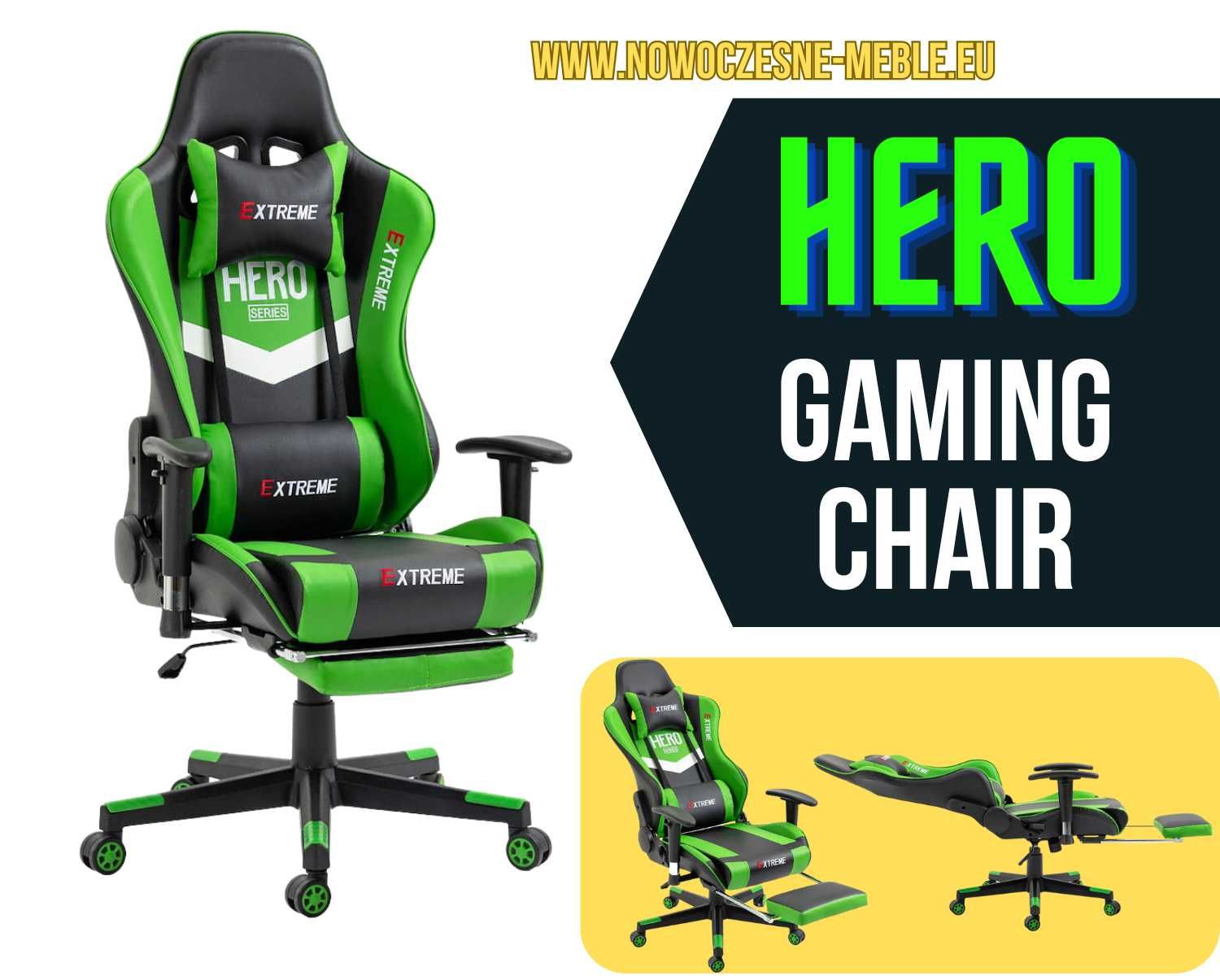 Fotel do biurka EXTREME HERO Green z regulacją podłokietników