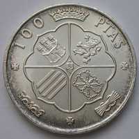 Hiszpania 100 peset 1966 - F. Franco - srebro - patyna