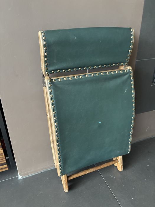 Składany stołek / podnóżek vintage w stylu kolonialnym, lata 50-60