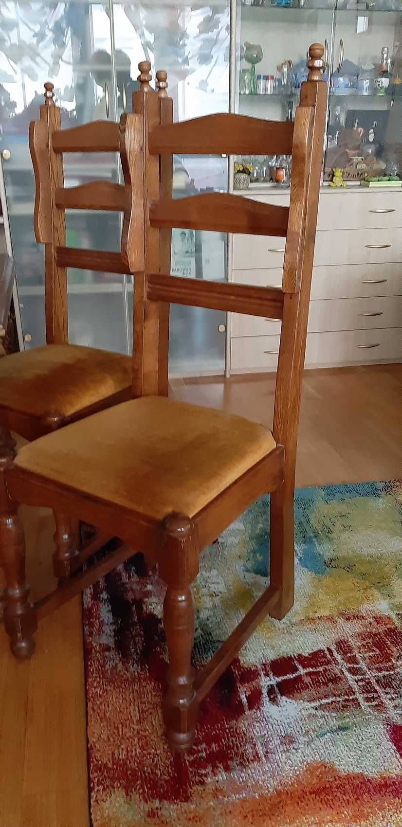 Meble do jadalni dębowe, stół i 4 krzesła