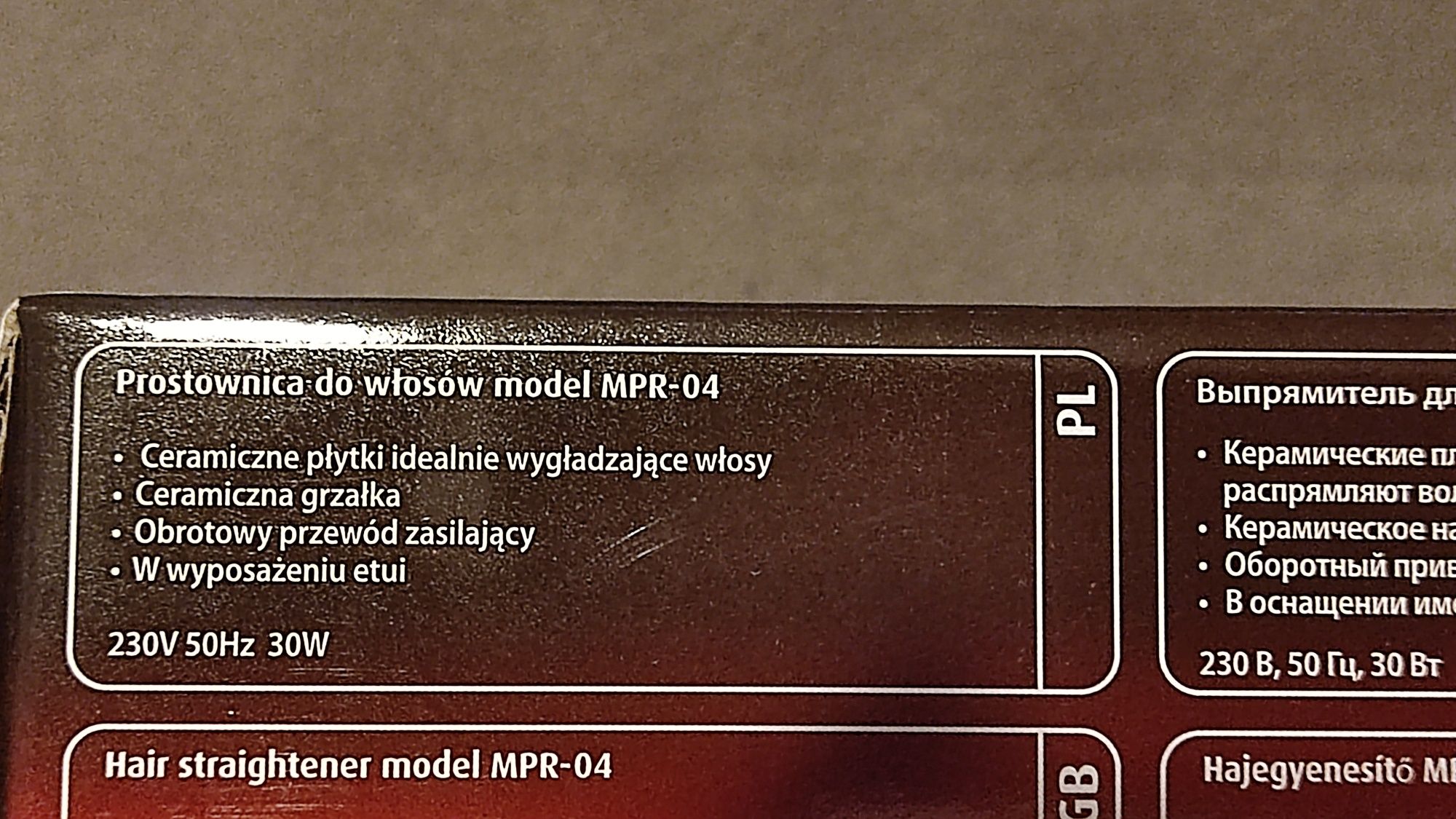 Prostownica do włosów MPR-04, 30w NOWA