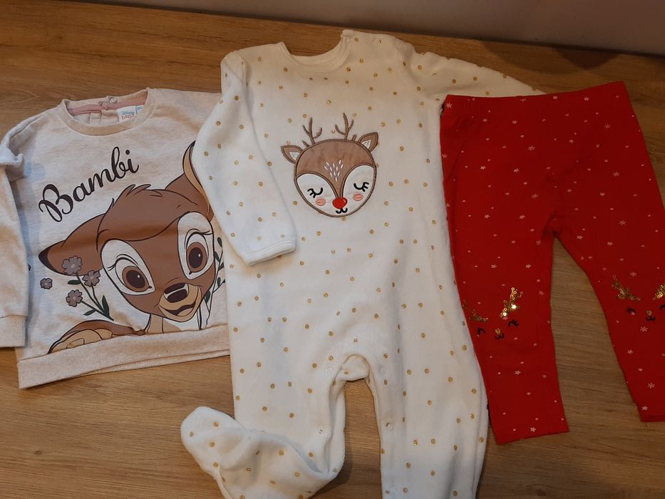 rozm.80 Świąteczne pajacyk, bluza i leginsy STAN IDEALNY