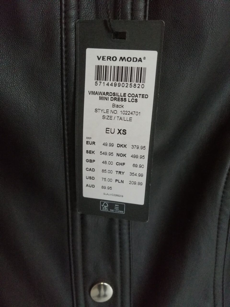 Sukienka skórzana Vero Moda