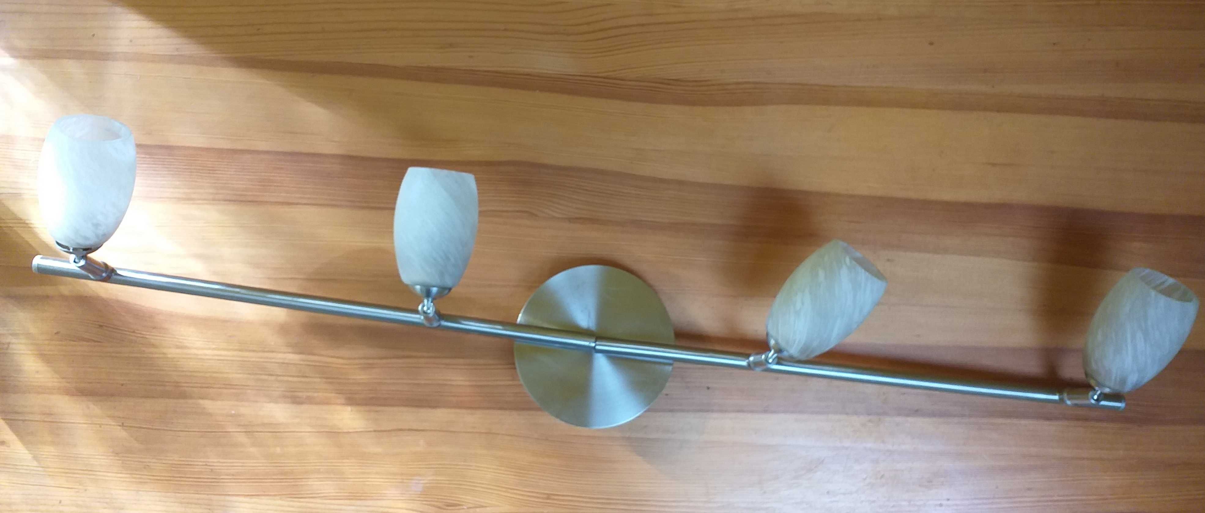 Lampa sufitowa plus kinkiet - satyna nikiel, szkło mleczne
