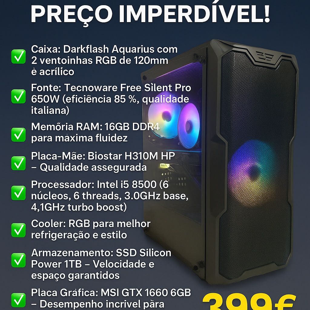Torre Gaming Intel Hexa-core c excelente desempenho Fatura e garantia