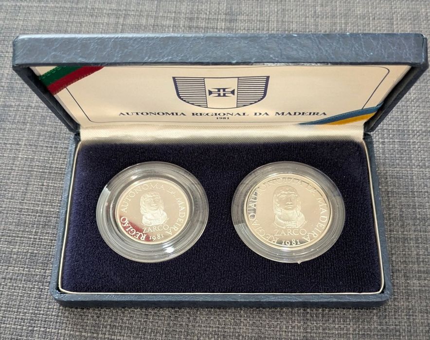 Estojo Portugal Prata Proof 1981 Autonomia Regional da Madeira