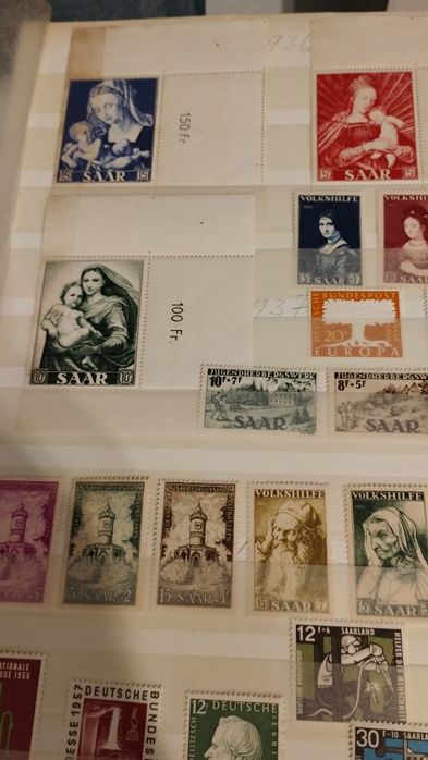 Zestaw starych znaczków pocztowych saar Niemcy 2 strony z albumu