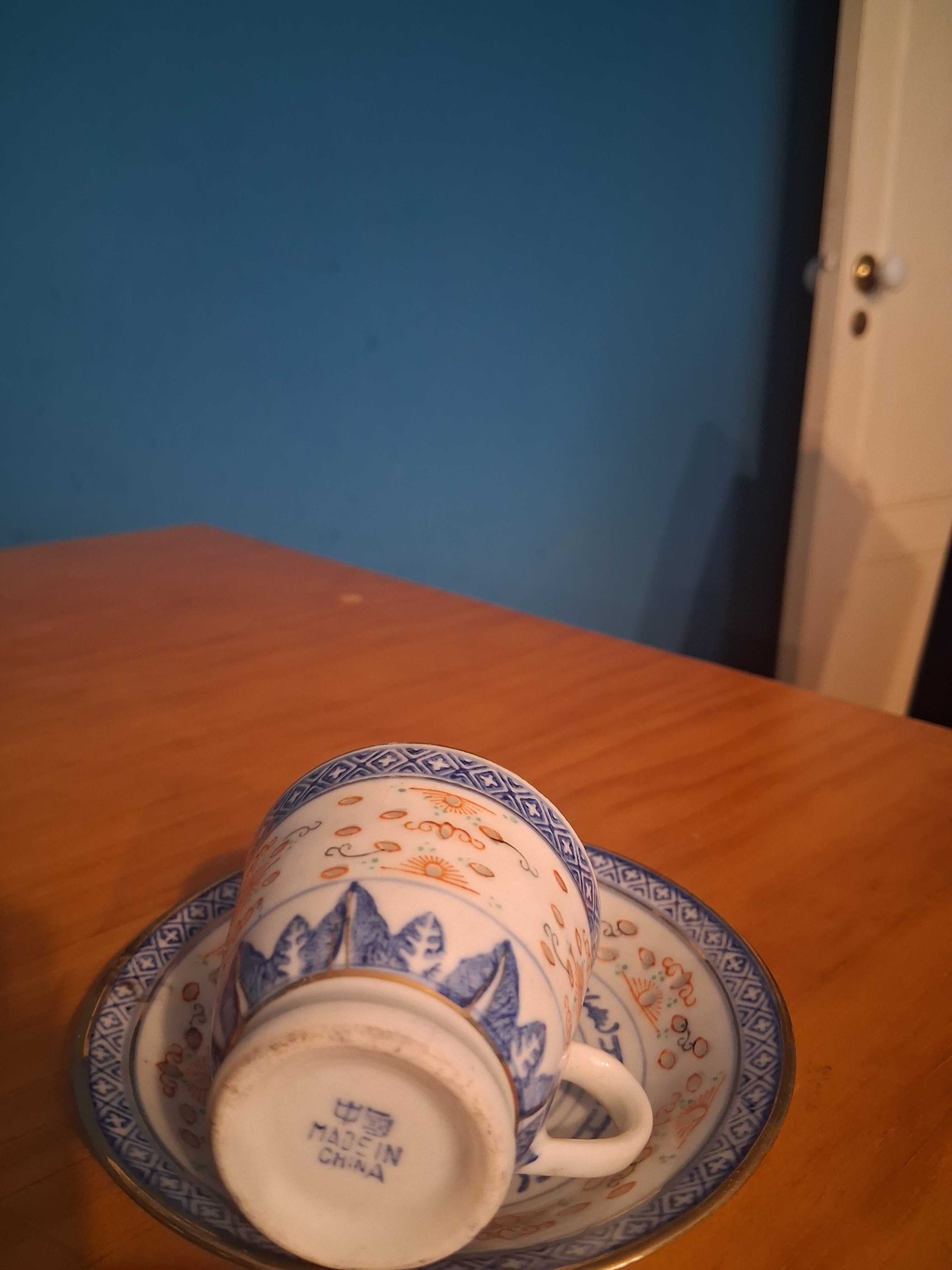 Serviço de chá e café chinês em porcelana Bago de Arroz 16 Peças