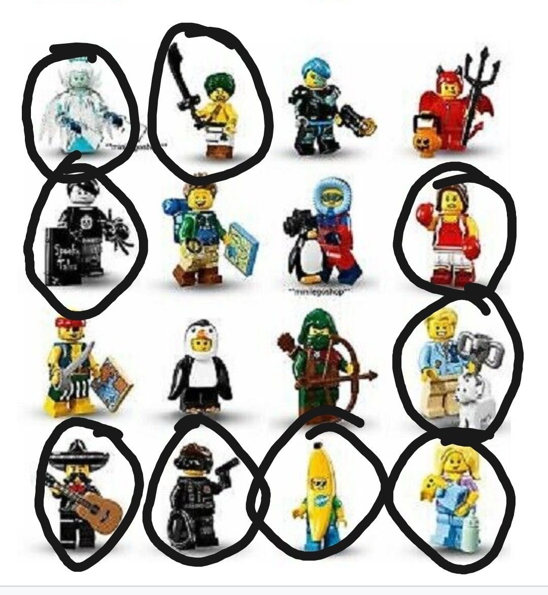 Minifigurki Lego seria 16 9 sztuk.