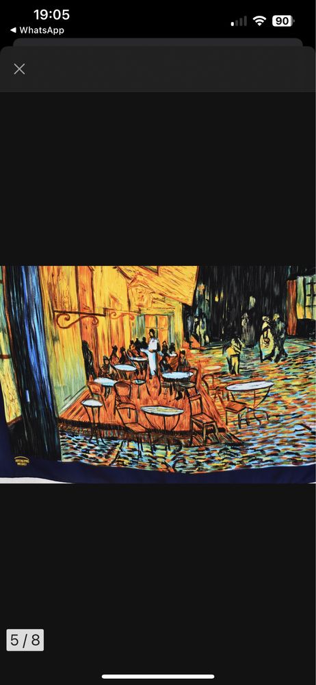 Jedwabna apaszka  z motywwm Cafe Vincent Van Gogh