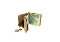 Sakiewka bilonówka banknotówka skórzana na monety banknoty karmelowa