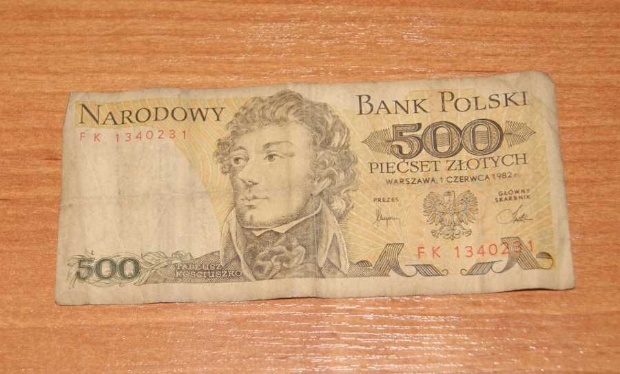 Stary banknot 500 złotych polski PRL