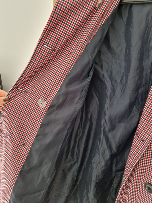 Płaszcz trencz Stradivarius w kratę pepitkę M 38 jesienno wiosenny