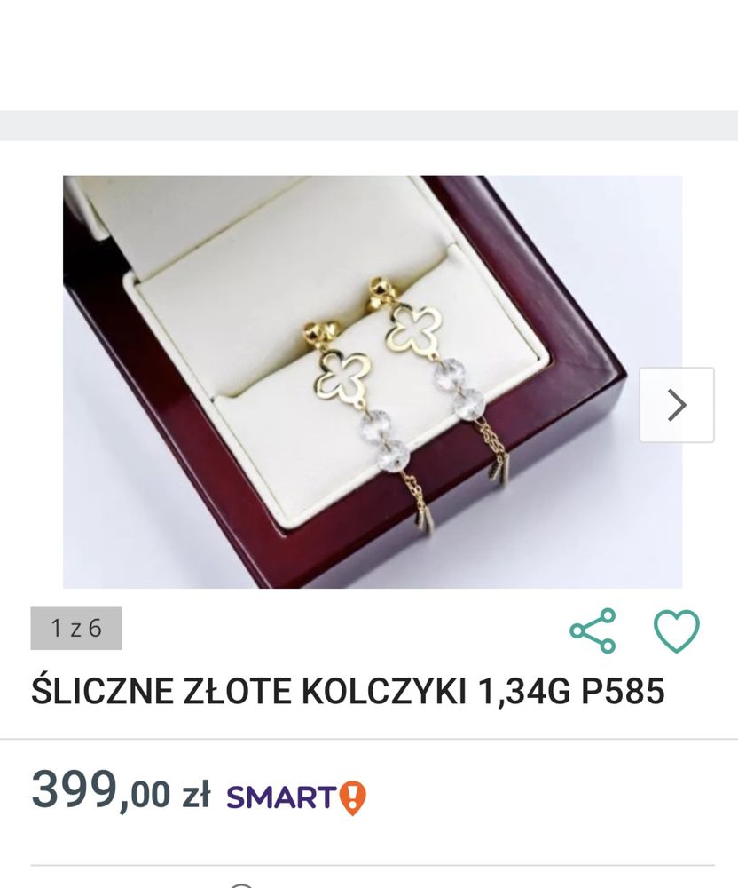 Nowe złote kolczyki próba 585