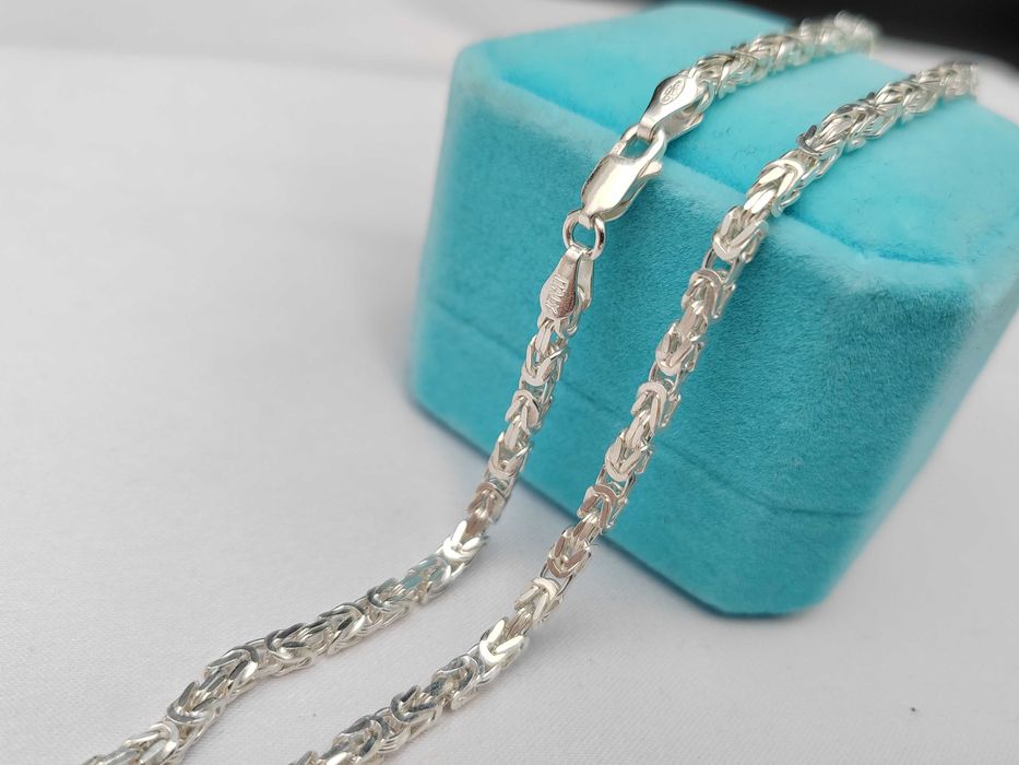 NOWY Srebrny Łańcuszek Splot Królewski 50cm / Srebro 925