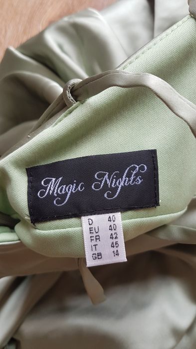 Magic Nights suknia wieczorowa z satyny w kolorze miętowym satyna 40 L