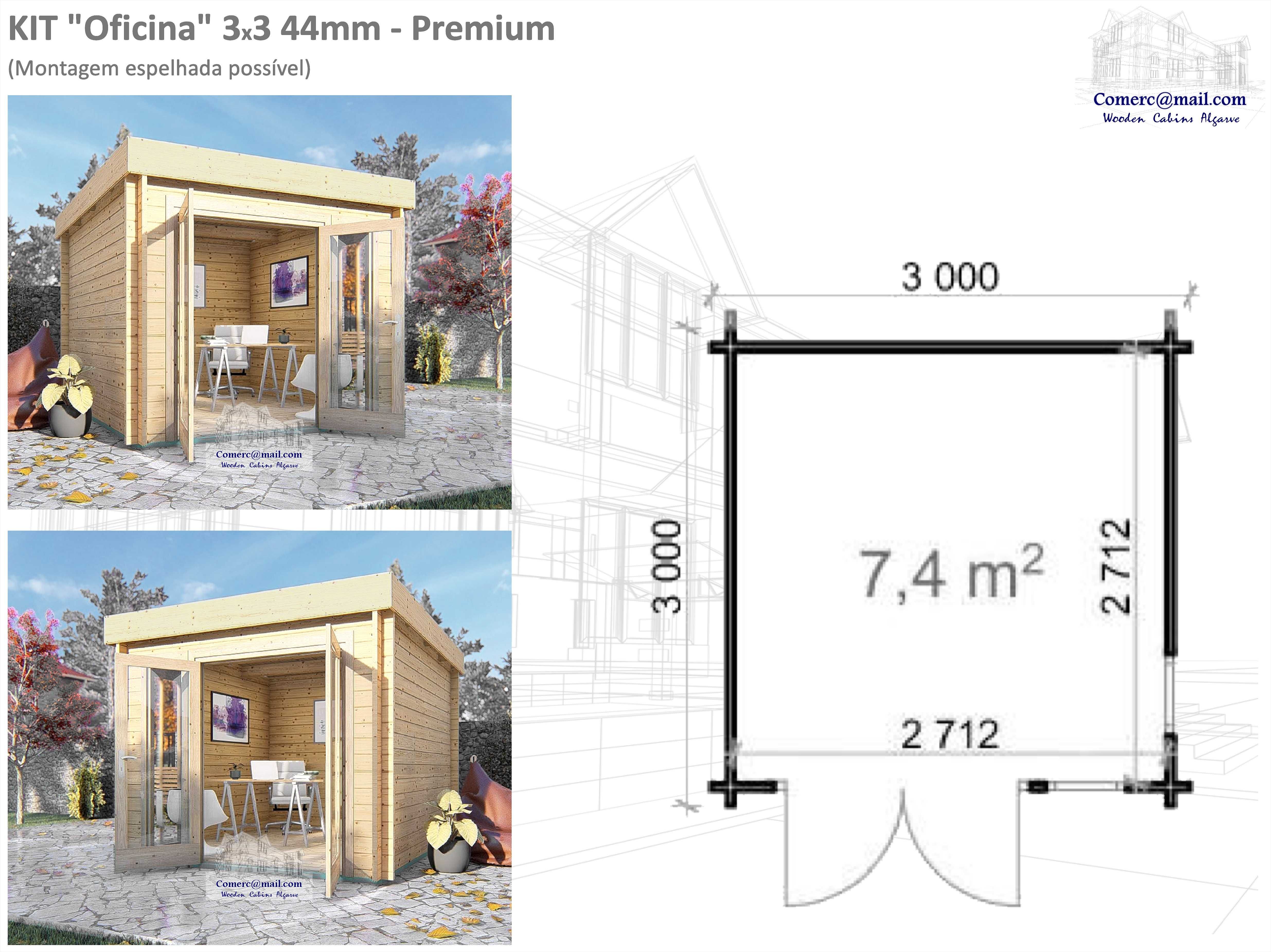 KIT casa madeira "Oficina" 44 área coberta 9.9m²..   ;-)