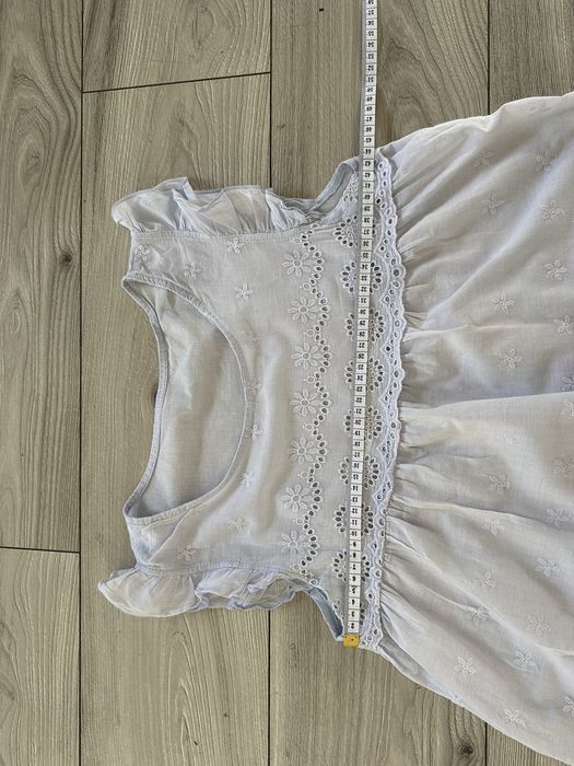 Zara niebieska bluzka tunika lato wakacje S azurowa koronka lekka