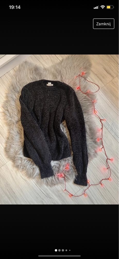 Modny sweter sweterek h&m szenilowy piekny na zime xs