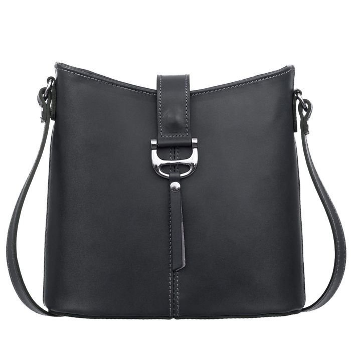 VERA PELLE torebka skórzana listonoszka z paskiem V372 grafitowa