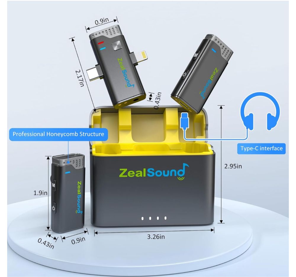 мікрофонна радиосистема, петличний мікрофон Zealsound Lightning/Type-C