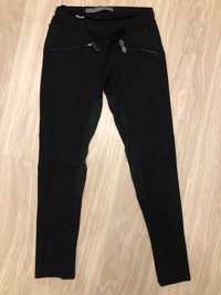 Leginsy spodnie Zara Basic xs 34 czarne zamki wstawki skóra