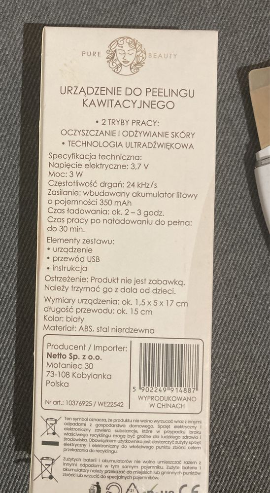 Urządzenie do peelingu kawitacyjnego