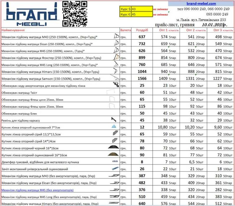 Механізм підйому ліжка. Подъемный механизм для кровати.