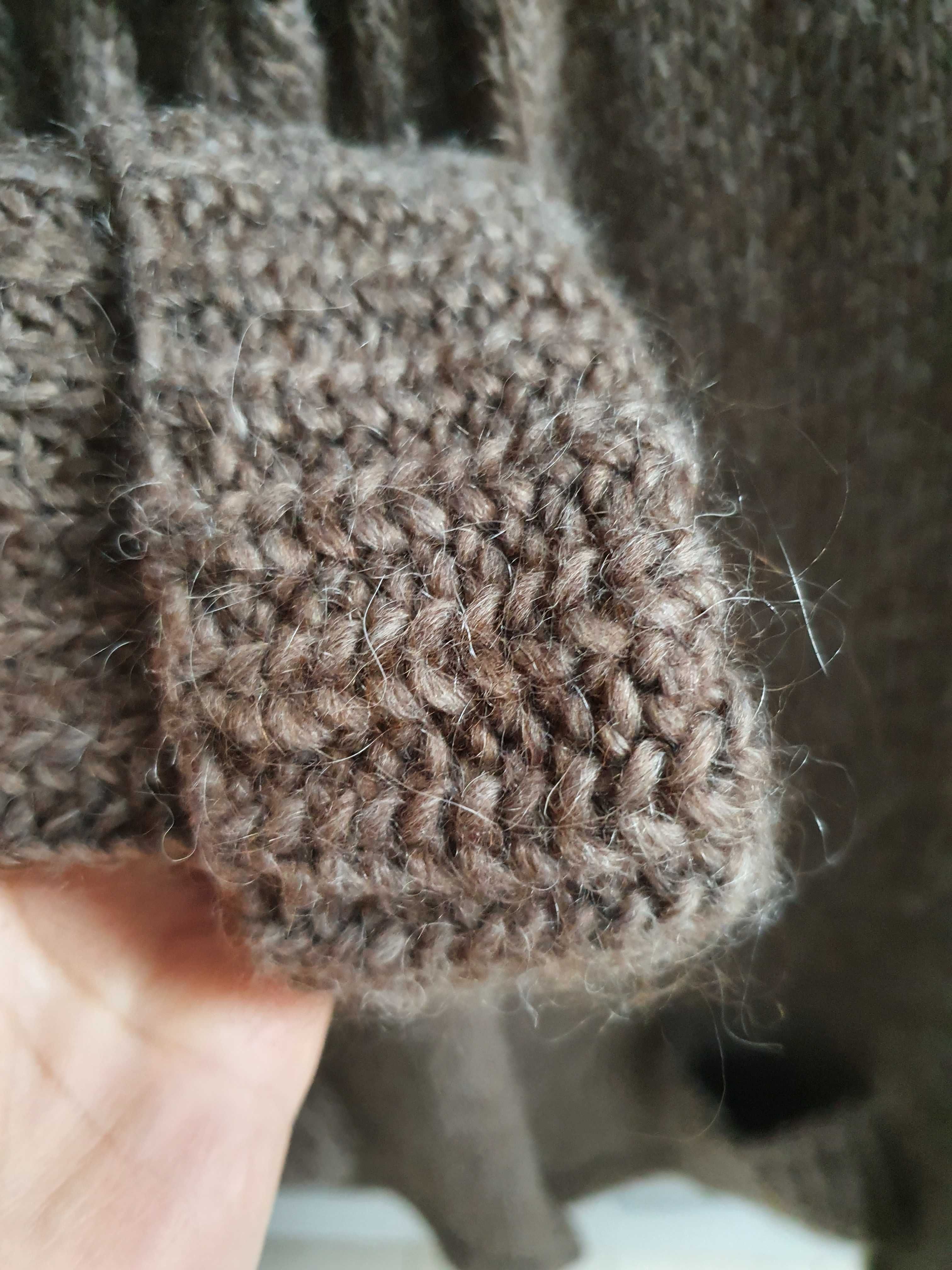 Brązowy sweter Massimo Dutti alpaka wełniany 38 40 moher